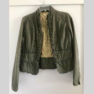 Green military style jacket brass buttons